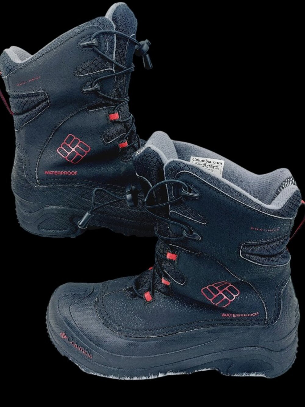 Columbia Boys' Black Red Rocket Bugaboot Plus III Omni-Heat Winter Boots Size 6